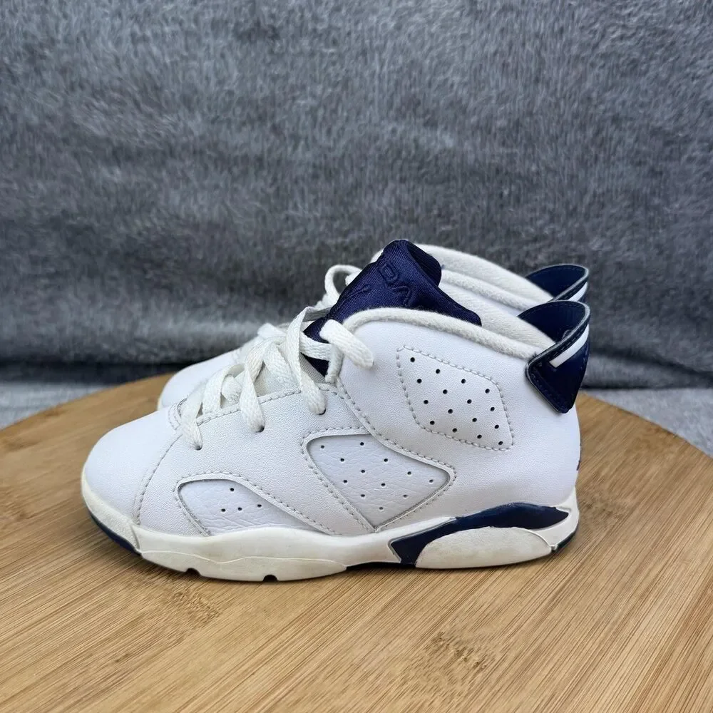 Jordan Air Jordan 6 Retro Shoes Toddler Size 9C White Navy Sneakers 384667-141